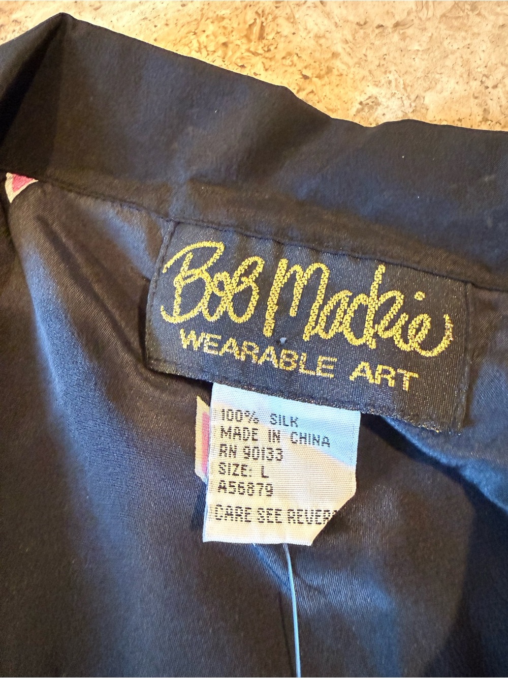 BOB MACKIE Silk Printed Button-Front Women's Top - Picture 5 of 6